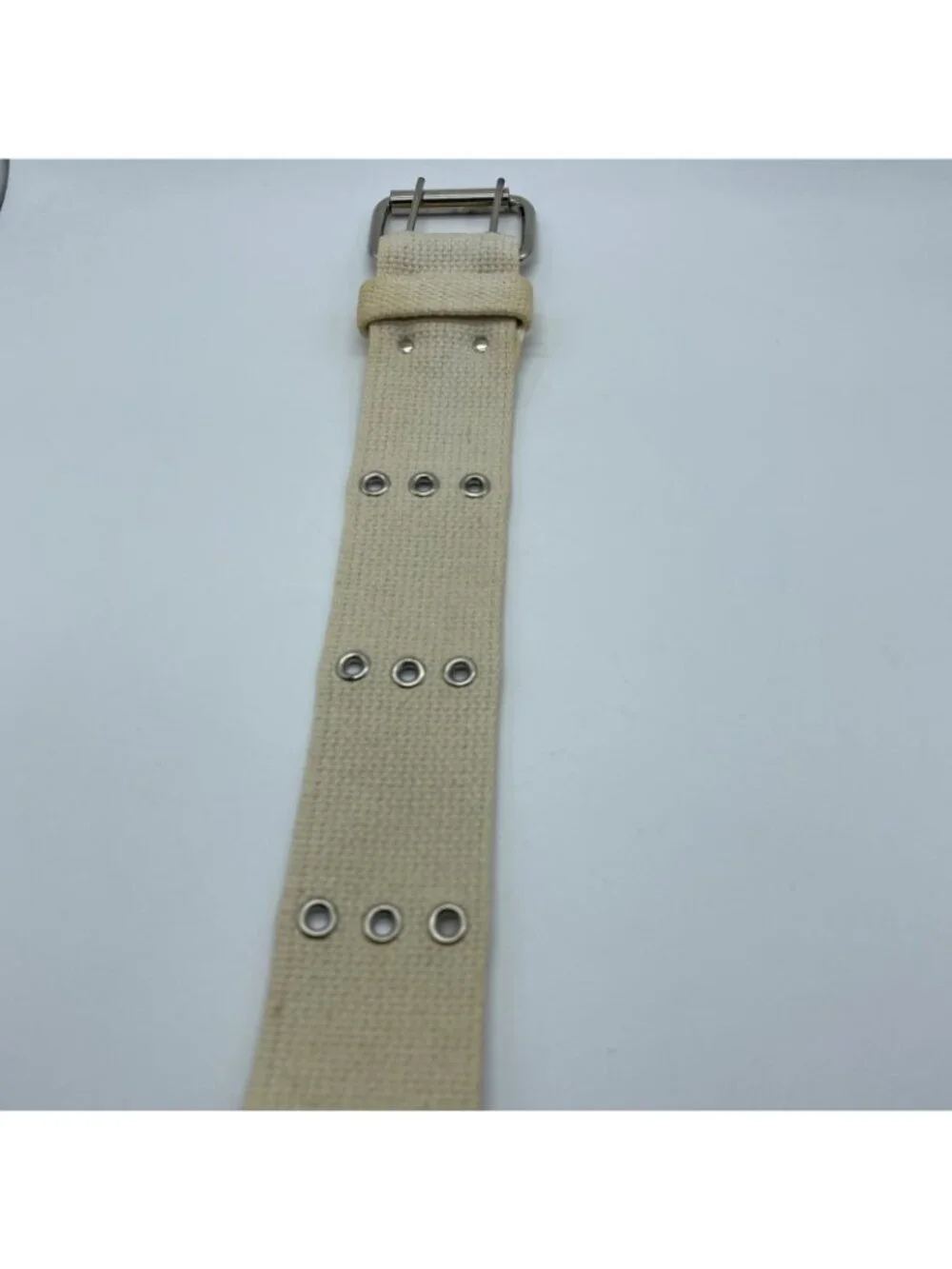 Unbranded Cream Woven Canvas Double Prong Belt Men’s Size 30-32